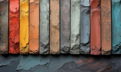 Wall Mural - Abstract background texture made of colored stone tiles.