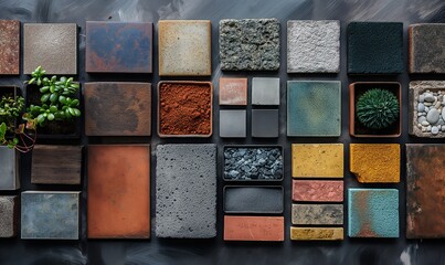 Wall Mural - abstract background texture made of colored stone tiles.