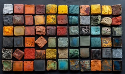 Wall Mural - abstract background texture made of colored stone tiles.