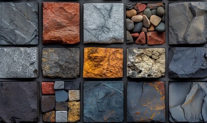 Wall Mural - abstract background texture made of colored stone tiles.