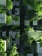 Vertical Gardens, sustainable architecture, transforming concrete jungles into green oases, offering cleaner air and reducing urban heat islands 3D Render, Backlights, Chromatic Aberration
