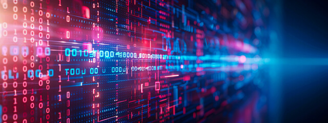 Digital Network and Binary Code, Abstract Technology Background, Cyberspace Concept