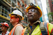 Group of engineers and architects working on construction site in new york city
