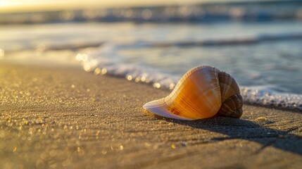 Seashells on the beach, island tourism concept, beach shell screen saver, advertising screen, public service advertisement