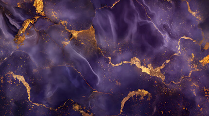 Poster - Majestic Purple and Gold Marble Texture Background