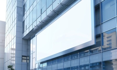 Wall Mural - Blank screen banner mockup displayed on the modern building facade. Close Up view.