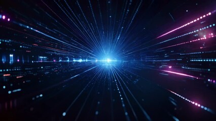 Leinwandbilder - Blue Space Glow: A Bright Starburst Background with Glowing Lights