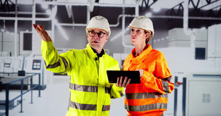 Canvas Print - Factory Worker Osha Inspection