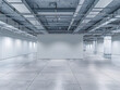 Empty Modern Warehouse Interior, Spacious Industrial Space with Concrete Floor, Architectural Concept