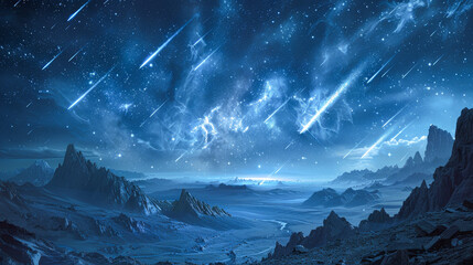 Wall Mural - A beautiful blue sky with a few shooting stars