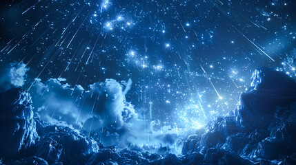 Wall Mural - A blue sky with a few clouds and a few stars
