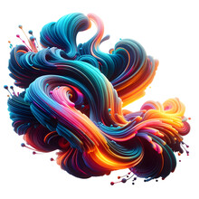 Abstract Image With Smooth, Flowing Shapes That Transition From Pink To Orange And Blue Against On Transparent PNG Background, AI-generated