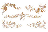Fototapeta Dziecięca - Set of Golden luxury border frame design on transparent background or Decorative vintage floral ornament frames