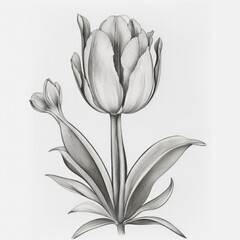 Wall Mural - A Tulip tattoo traditional old school bold line on white background