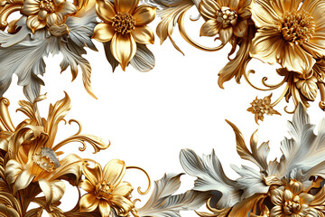Canvas Print - Set of Golden luxury border frame design on transparent background or Decorative vintage floral ornament frames