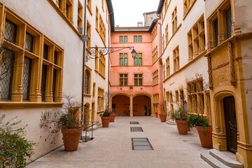 Poster - Street view and buildings in the old town of Lyon, France