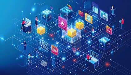 Wall Mural - cross-platform development with progressive web apps (pwas), ai