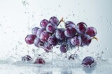 Fototapeta Tulipany - Bunch of grapes with water splashes on a white background.