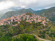 Drone view of Dimitsana greek village in Arcadia region, Peloponnese, Greece