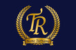 Initial letter T and R, TR monogram logo design with laurel wreath. Luxury golden calligraphy font.