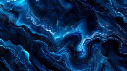 Wall Mural - Dynamic swirls of blue and black create an abstract background.