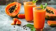 Papaya smoothie, selective focus. Detox, diet food, vegetarian food, healthy eating concept.