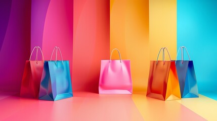 sale banner ad for social media with shopping bags