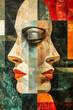 Abstrakte Illustration: Das malerische Doppel-Porträt einer Frau. KI generiert.