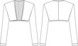 long sleeve collarless crop cropped bolero jacket template technical drawing flat sketch cad mockup fashion woman design style model
