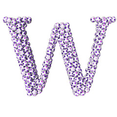 Wall Mural - Symbols made from purple soccer balls. letter w