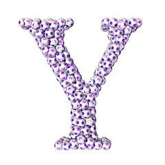 Wall Mural - Symbols made from purple soccer balls. letter y