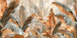 3D wallpaper, banana leaves in the jungle, brown and gray tones, detailed foliage in the background. AI generated illustration