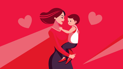 Wall Mural - Mothers day mom and son vector illustration