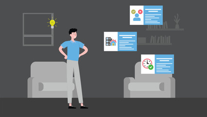 Wall Mural - data analysis. business plan schedule. graph, info graphic. flat cartoon miniature illustration vect