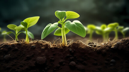 small green plants on the land