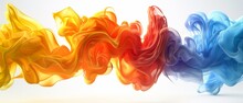  A Cluster Of Multicolored Fumes Forming An Abstract Wave Pattern Against A Pristine Backdrop, Accommodating Text