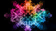 Rainbow fractal tie dye melting colors collide and blend with high contrast lines, creating a kaleidoscopic explosion of shapes and patterns that 
