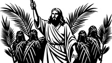 Jesus Palm Sunday Silhouette Art Illustration 