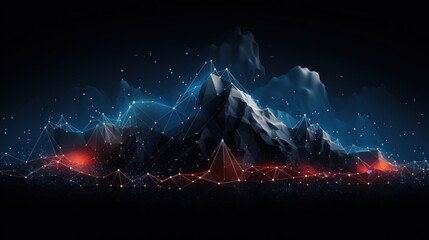 Wall Mural - Illustrate the abstract resilience of IT systems, with digital mountains representing the strength to withstand challenges