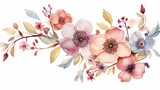 Fototapeta Dziecięca - Watercolor cherry blossom branch and Sakura cherry pink flower illustration isolated on white background