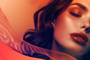 Aufkleber - Beautiful woman's face and waves of relaxation, music and pleasure