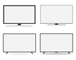 Set of TV flat screen lcd, plasma, tv mock up. white blank HD monitor 8K TV flatmockup. Modern video panel white flatscreen.Vector Illustration. Widescreen show your business presentation on display.	