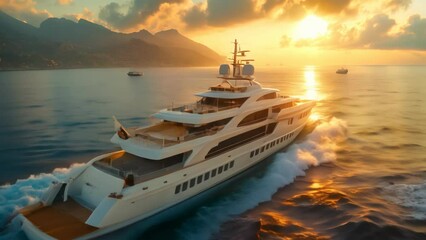 Wall Mural - Aerial Shot of Luxury Yacht Amidst Ocean Majesty. Generative ai