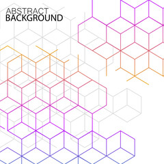 Sticker - Abstract geometric background with cubes. Geometrical concept with lines and points. Vector illustration