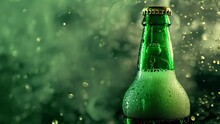 Condensation And Dew On Green Bottle. Generative Ai