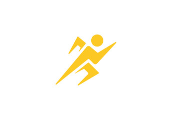 Sticker - person with lightning logo. fast run energy sport symbol icon design