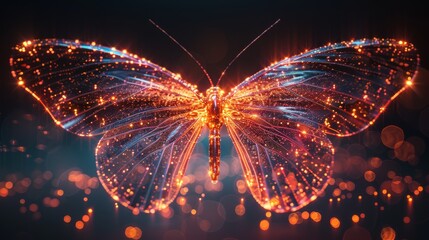 Fototapete - Butterfly in digital futuristic style. The idea of licensing or founding a startup. Modern illustration with light effects