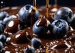 ripe berries in liquid chocolate