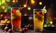 Lemonade in a glassful with a cherry, lemon and orange, for Tamil New Year