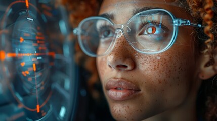 Aufkleber - Multiracial group watching hologram display. Global business. Management strategy. Science and technology. Sustainable development goals. SDGs.